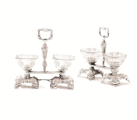 COPPIA DI SALIERE, FRANCIA, MET SECOLO XIX&nbsp; in argento, ciascuna a due...