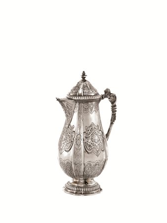 CAFFETTIERA, HANAU, ARGENTIERE GEORGE ROTH, FINE SECOLO XIXcorpo riccamente...