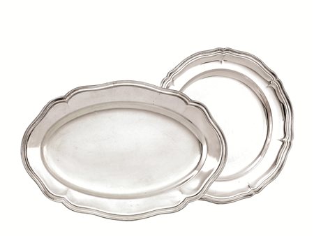 COPPIA DI VASSOI OVALI E DUE VASSOI TONDI, MANIFATTURA CESA, SECOLO XX&nbsp;...