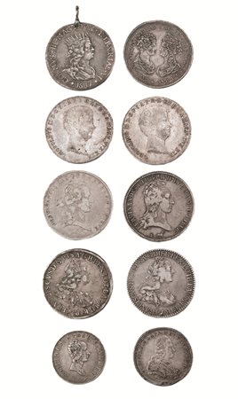 DIECI MONETE IN ARGENTO DEL GRANDUCATO DI TOSCANAtollero per Livorno, Cosimo...