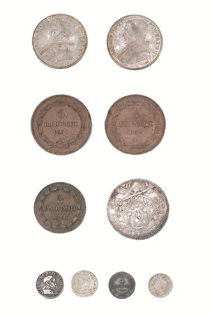 DIECI MONETE DELLO STATO PONTIFICIO IN ARGENTO E BRONZOClemente X,...