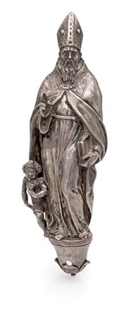  
Fregio scultoreo in argento raffigurante Sant'Agostino 
 cm 19 - gr. 294