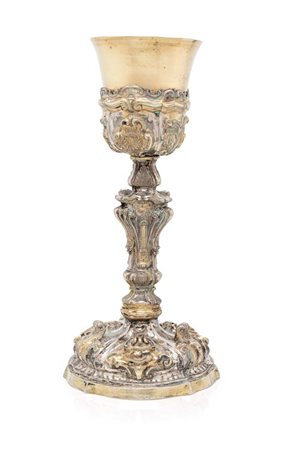  
Calice liturgico in argento, seconda metà del XVIII secolo 
 cm 26,3x8,5 - gr. 554