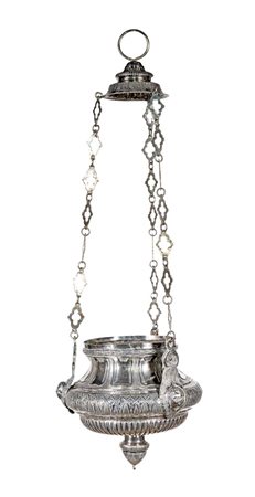  
Lampada votiva in argento 
 altezza cm 55 - gr. 404 