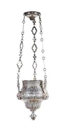  
Incensiere in argento con corolle e teste di cherubino, prima metà del XIX sercolo 
 altezza cm 58 - gr. 570