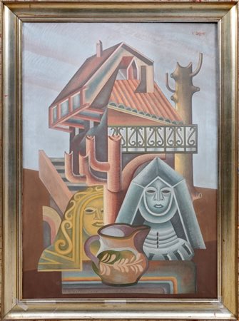 FORTUNATO DEPERO - Caraffa paesana, 1946 circa