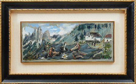 FILIPPO DE PISIS - Auronzo (Paesaggio con montagne e funghi), 1948