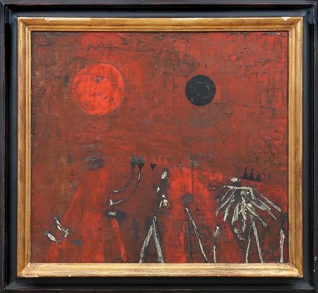 GUSTAVO FOPPIANI - Luna nera sopra il tracciato d'antica città, 1958