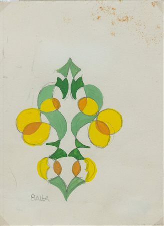 GIACOMO BALLA Motivo per ricamo giallo e verde, 1918-1920