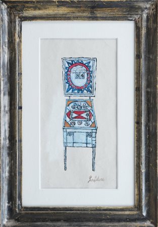 FRANCO GENTILINI, 1909-1981, 40 X 20 cm, tempera su carta, “ Flipper “, 1968,...