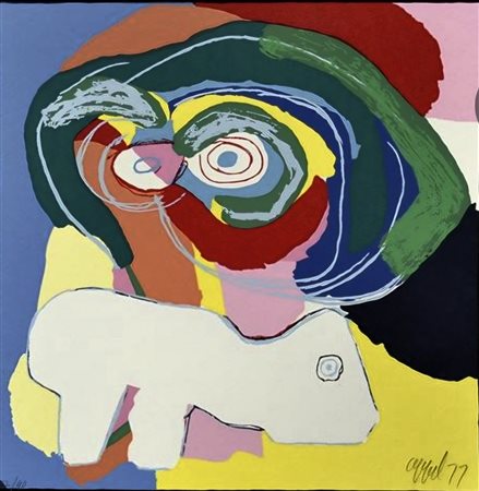 KAREN APPEL, (1921-2006), 60 X 60 cm, serigrafia su cartoncino, es. 22/90,...