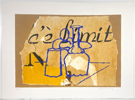 MIMMO ROTELLA, 60 X 80 cm,”Morandiana” Tecnica: Serigrafia polimaterica su...