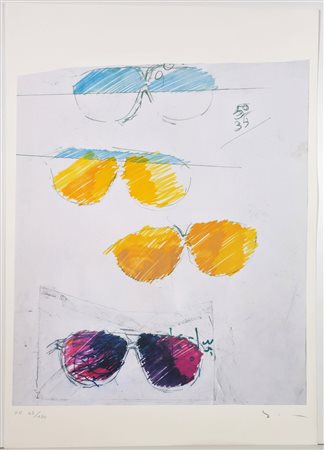 MARIO SCHIFANO, 70 X 50 cm, ”Senza Titolo" Serigrafia materica Esemplare...