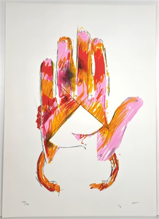 MARIO SCHIFANO, 70 X 50 cm, ”Senza Titolo" Serigrafia materica Esemplare...