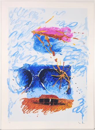 MARIO SCHIFANO, 70 X 50 cm, ”Senza Titolo" Serigrafia materica Esemplare P.A....