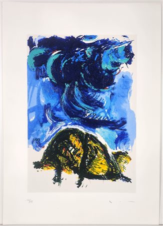 MARIO SCHIFANO, 70 X 50 cm, ”Senza Titolo" Serigrafia materica Esemplare...