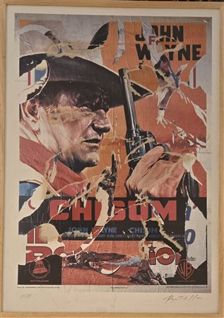 MIMMO ROTELLA, ( 1918-2006 ), 100 X 70 cm, multiplo dècollage su carta,...