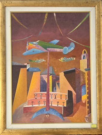 MASSIMO SONNINI, ( 1937 ), 50 X 70 cm, acrilico su legno, titolo “ Il cane...