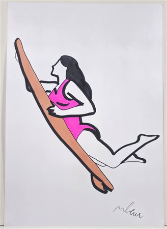 MARCO LODOLA, 42 X 30 cm, Senza Titolo, pennarelli su cartoncino. Firma in...