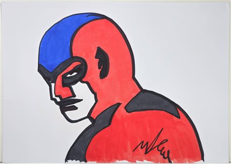 MARCO LODOLA, 30 X 42 cm, Senza Titolo, pennarelli su cartoncino. Firma in...