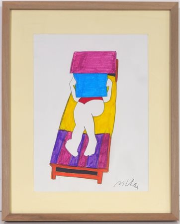 MARCO LODOLA, 33 X24 cm, Pennarelli su cartoncino firma in basso a destra...