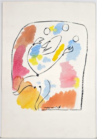 FRANCO ROGNONI, 36 X 25 cm, Senza titolo, tecnica mista su cartoncino. Firma...