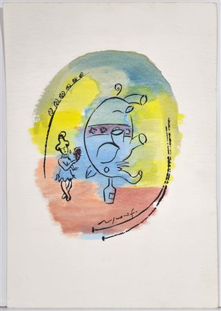FRANCO ROGNONI, 36 X 25 cm, Senza titolo, tecnica mista su cartoncino. Firma...