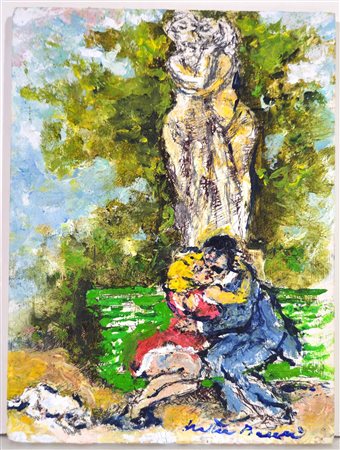 WALTER PIACESI, 24 X 18 cm, ”Innamorati” olio su tavola Anno 2019 Firma in...