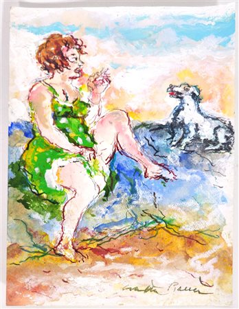 WALTER PIACESI, 24 X 18 cm, ”Estate al mare" Tecnica mista su carta Anno 2021...