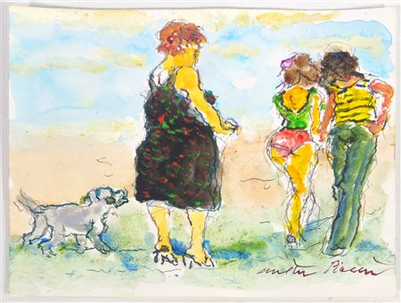 WALTER PIACESI, 18 X 24 cm, ”La Passeggiata" Tecnica mista su carta Anno 2021...