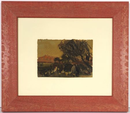 PIETRO ANNIGONI, 13 X 19 cm, Senza Titolo, olio su carta. Firma in basso a...