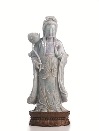 SCULTURA, CINA, SECC. XIX&ndash;XX in giadeite color lavanda, raffigurante...