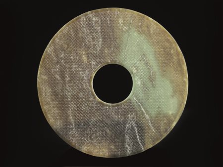 DISCO &quot;BI&quot; CINA SEC. XIX&nbsp; in giada decorato interamente su...