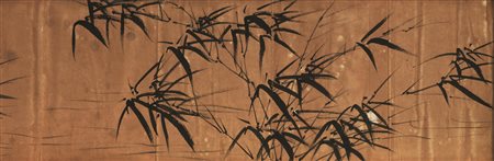 DIPINTO CINA SEC. XIX&nbsp; su carta raffigurante tronchi di bamboo lung. 570...