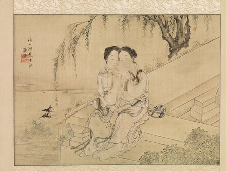 DIPINTO, CINA, SECC. XIX-XX&nbsp; su seta riportata su carta, raffigurante...