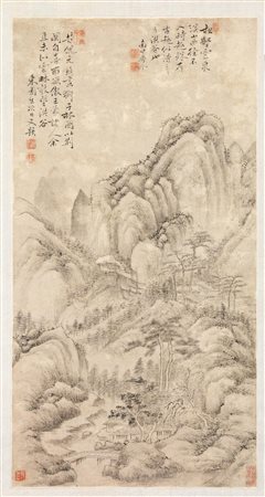 SCROLL, YUN SHOUPING (1633-1690)&nbsp; dipinto su carta, raffigurante...
