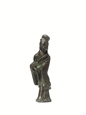SCULTURA, CINA DINASIA QING, SEC. XVIII-XIX in bronzo, raffigurante figura...