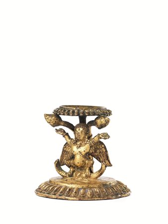 SCULTURA TIBET SEC. XV in bronzo dorato alt. cm 8&nbsp;A TIBETAN BRONZE...