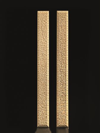 DUE PLACCHE CINA SEC. XIX in avorio finemente intagliato con motivi floreali...