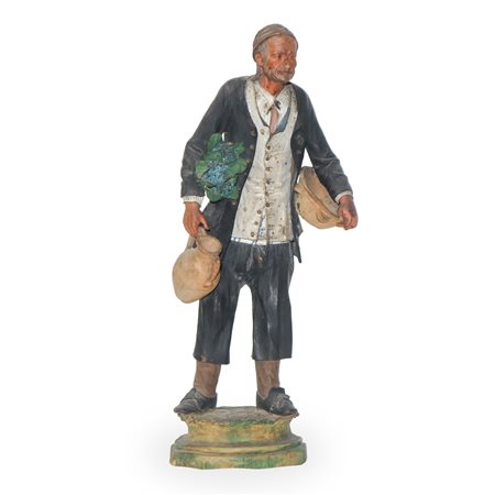 Bongiovanni Vaccaro (Caltagirone  1807 - Caltagirone 28 novembre 1889)  - Personaggio popolare maschile, figurina in terracotta policroma