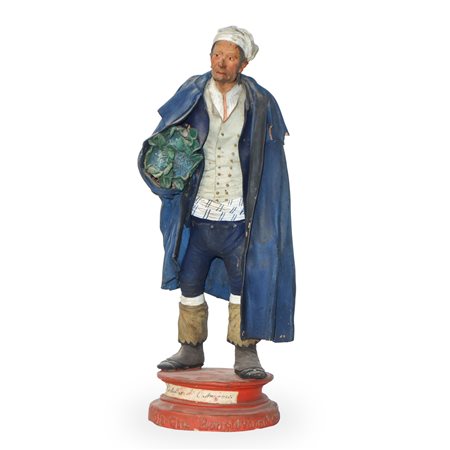 Bongiovanni Vaccaro (Caltagirone  1807 - Caltagirone 28 novembre 1889)  - Personaggio popolare maschile, figurina in terracotta policroma