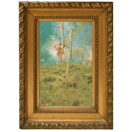 Paolo Vetri (Enna 1855 - Napoli 1937)  - Paesaggio con alberi