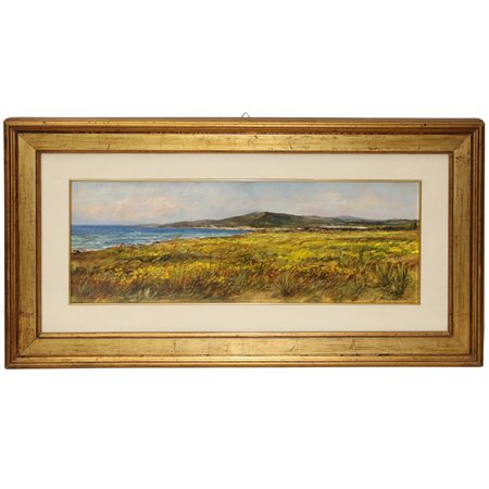 Bruno Guaitamacchi (1931 - 2005)  - Paesaggio con marina a Fontane Bianche Siracusa