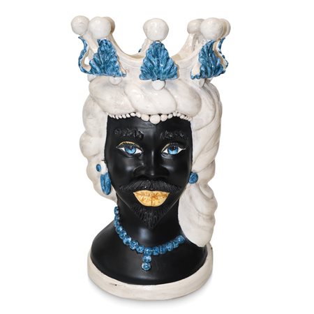 Grande testa di Moro in maiolica di Caltagirone, 20°  