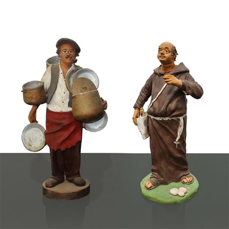Frate e venditore di pentole in terracotta di Caltagirone policroma, 20°  