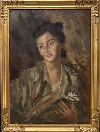 Rinaldo Agazzi, Mapello (BG) 1857, Bergamo 1939, "Ritratto femminile"