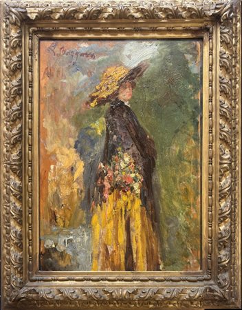 Leonardo Bazzaro, Milano 1853, Milano 1937, "Elegante di profilo"