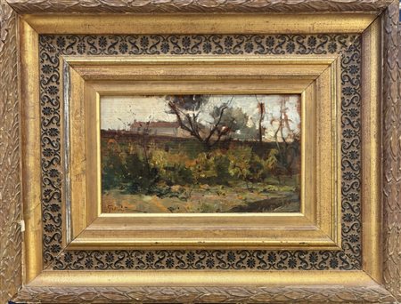 Carlo Follini, Domodossola (VB) 1848, Genova 1938, "Al di qua, al di la del muretto"