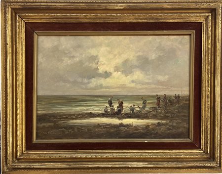 Mario Gheduzzi, Crespellano (BO) 1891, Torino 1970, "Pescatori a Bordighera"