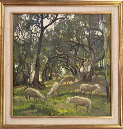 Antonio Discovolo, Bologna 1874, Bonassola (SP) 1956, "Pascolo a Bonassola"